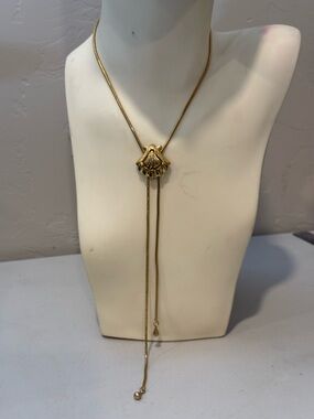 Vintage Fin Bolo Tie SLEEK Gold Bolo Tie Snake Chain Necklace Adjustable Unisex